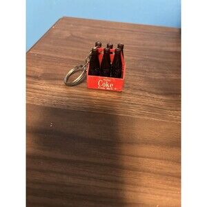 Coca-Cola 6 Pack Mini Bottle Keychain Enjoy Coke  Vintage Promotional Item